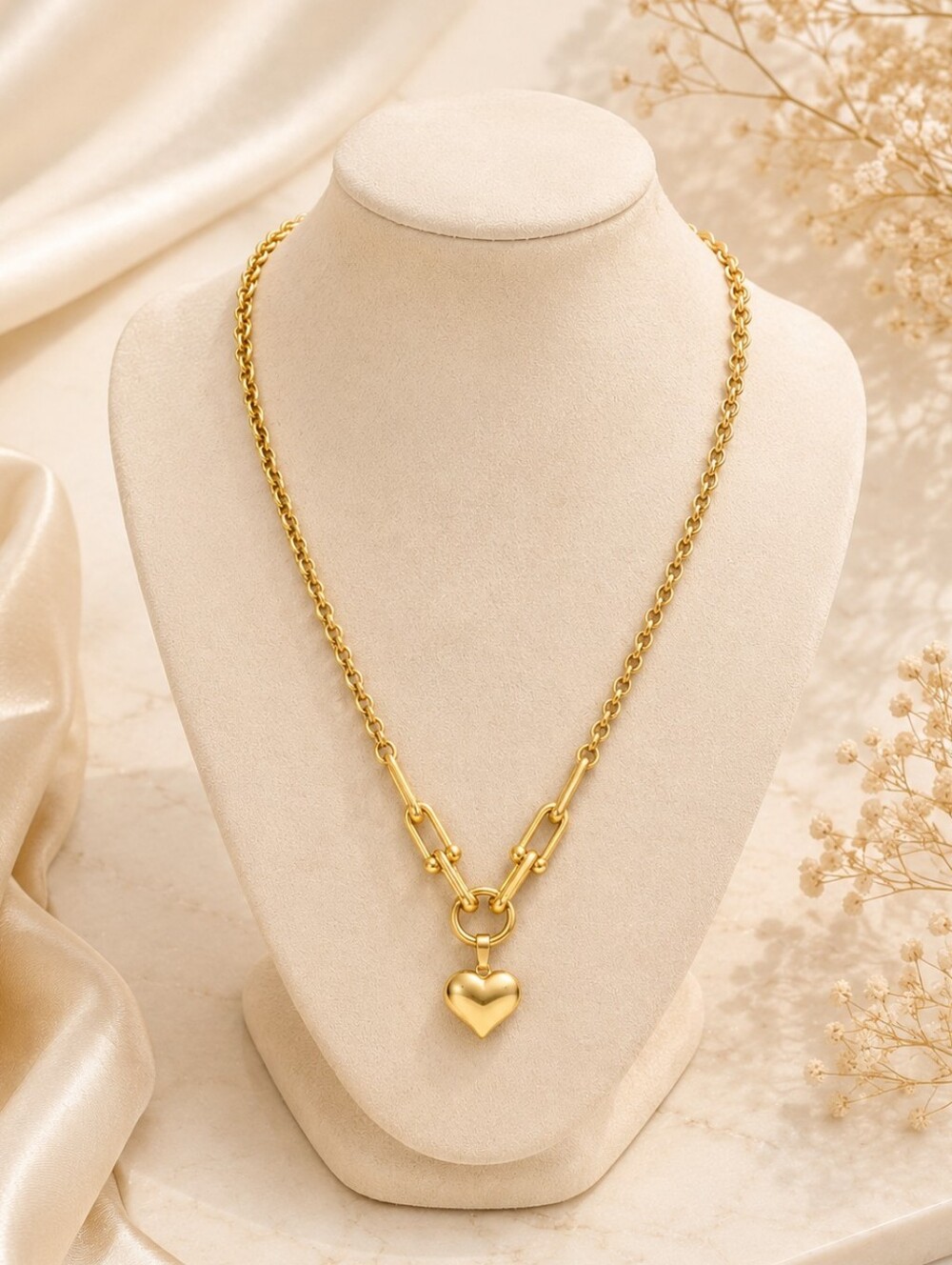 Non-Tarnish Stainless Steel Heart Pendant Necklace – Brand New